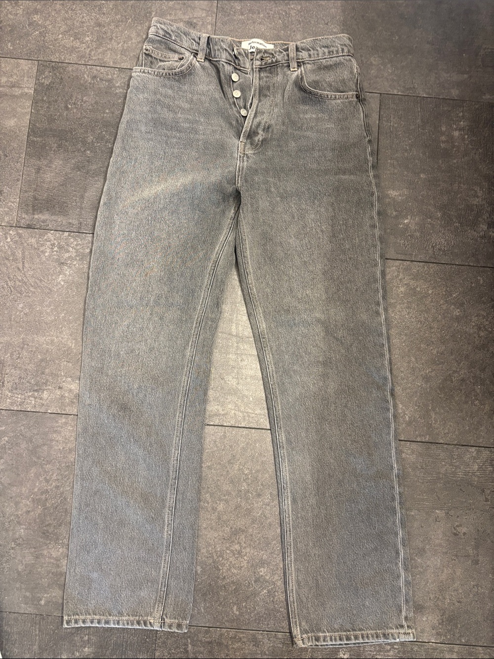 Reformation Gray Straight-Leg Button-Fly Jeans